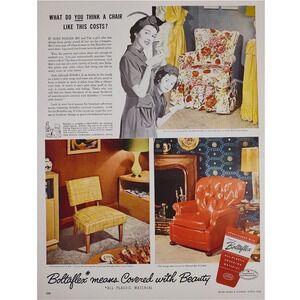 1950 Boltaflex Means Covered with Beauty- Mom and Daughter Shopping Vtg Print Ad